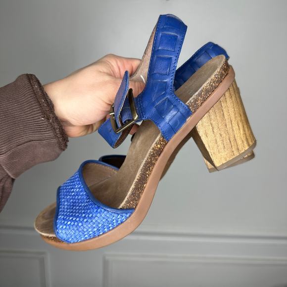 Dansko Debby Blue Woven Leather Heeled Comfort Sandal Womens EU 38 US 7.5-8 - Picture 4 of 10